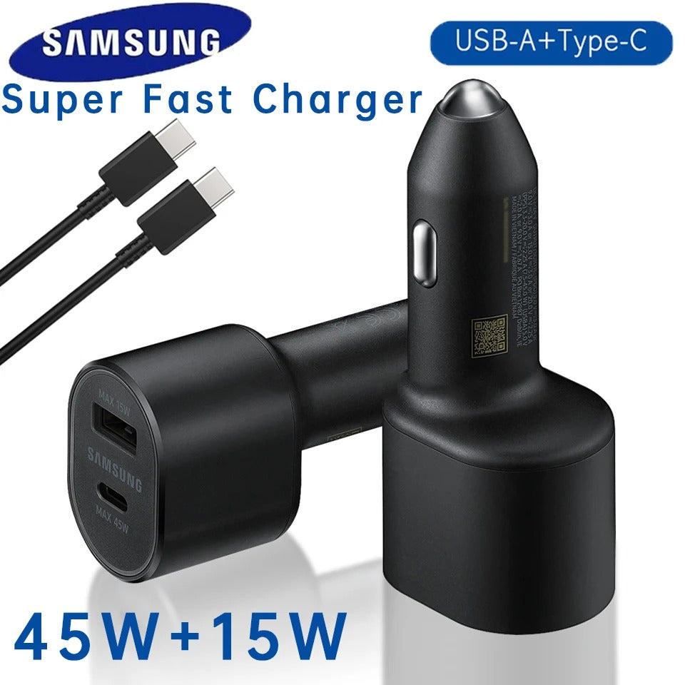 Samsung Dual Usb Car Charger 60w 45w 15w Type C Auto Chargeur Cargador For Galaxy A15 A14 A16 S24 Note20 Ultra Z Flip Fold 5