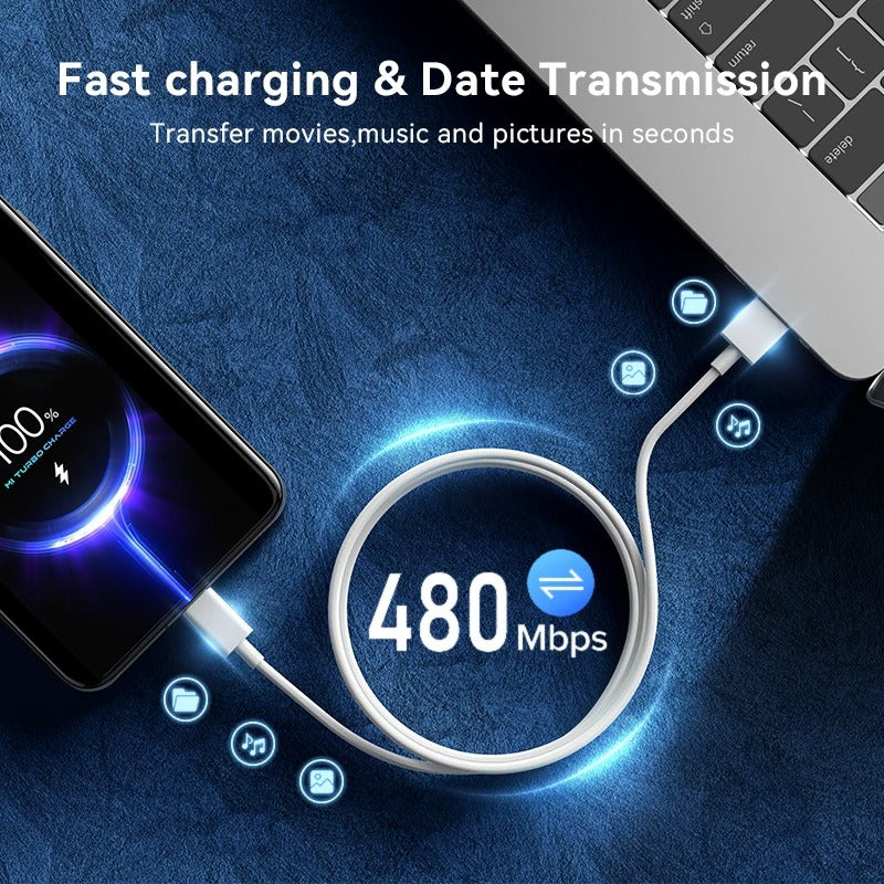 Xiaomi Turbo Type-C Charging Cable 6A Fast Charge Compatible with Mi11, Note10, K40 Pro Series