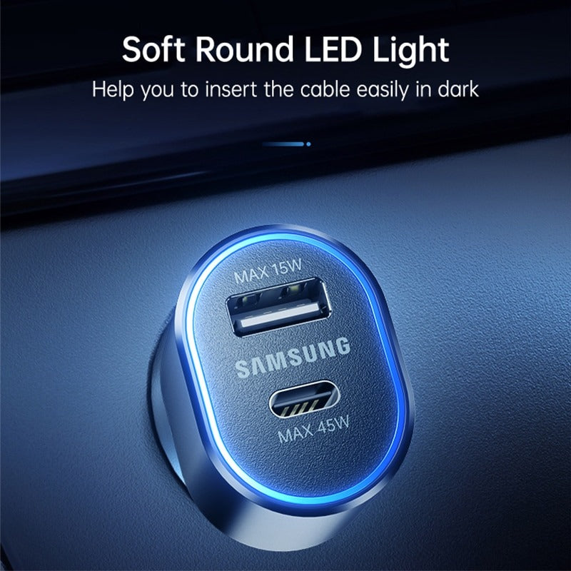 Samsung Dual Usb Car Charger 60w 45w 15w Type C Auto Chargeur Cargador For Galaxy A15 A14 A16 S24 Note20 Ultra Z Flip Fold 5