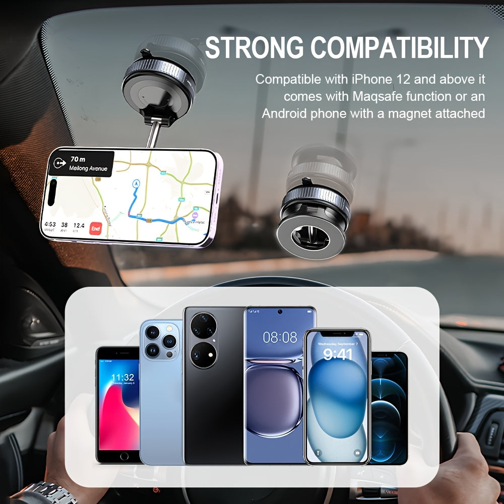 K007 Strong Magnetic Car Phone Holder Foldable Design 360° Adjustable Vacuum Mount for Car/Desk/Bathroom/Universal Use