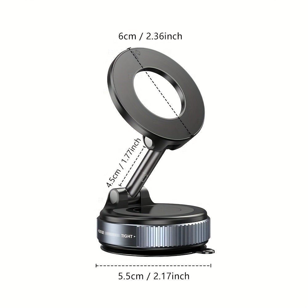 K007 Strong Magnetic Car Phone Holder Foldable Design 360° Adjustable Vacuum Mount for Car/Desk/Bathroom/Universal Use
