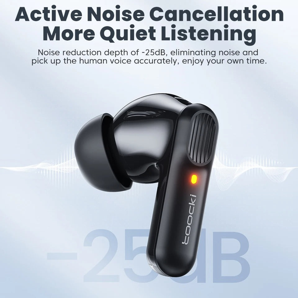 Toocki ANC Bluetooth Earphone 5.4 Dual Noise Cancellation Waterproof Wireless Headphone 3D Stereo In-ear ENC Earbuds With Mic Toocki ANC Bluetooth Earphone 5.4 Dual Noise Cancellation Waterproof Wireless Headphone 3D Stereo In-ear ENC Earbuds With Mic - Image 4