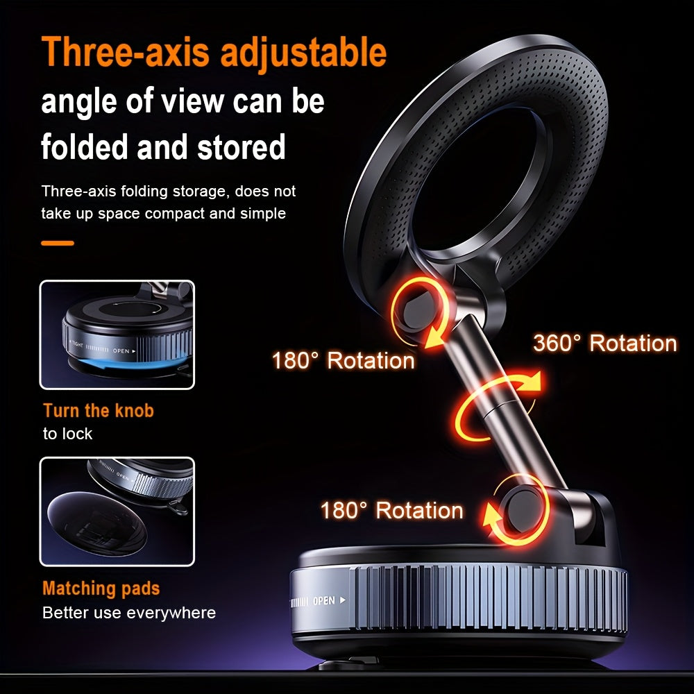 K007 Strong Magnetic Car Phone Holder Foldable Design 360° Adjustable Vacuum Mount for Car/Desk/Bathroom/Universal Use - Image 6