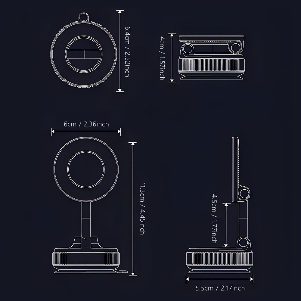 K007 Strong Magnetic Car Phone Holder Foldable Design 360° Adjustable Vacuum Mount for Car/Desk/Bathroom/Universal Use - Image 3