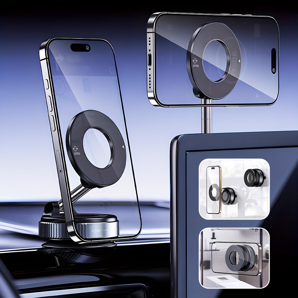 K007 Strong Magnetic Car Phone Holder Foldable Design 360° Adjustable Vacuum Mount for Car/Desk/Bathroom/Universal Use - Image 2