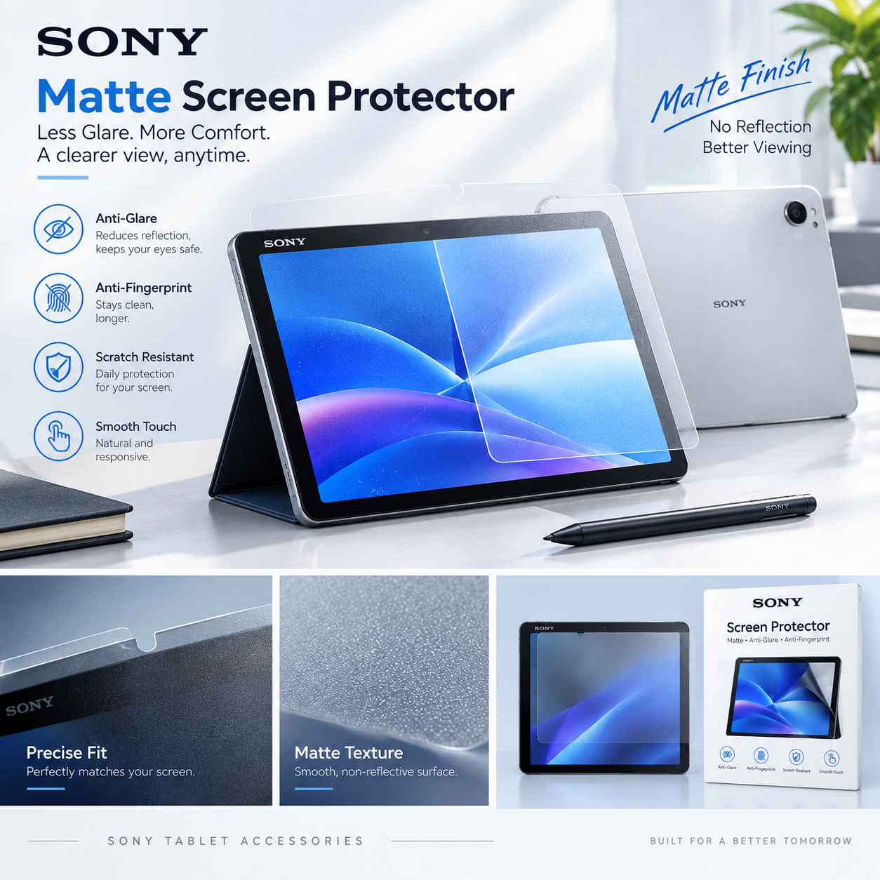 Sony Xperia Tablet Paper-Like Screen Protector (2 PCS) – Matte Anti-Glare