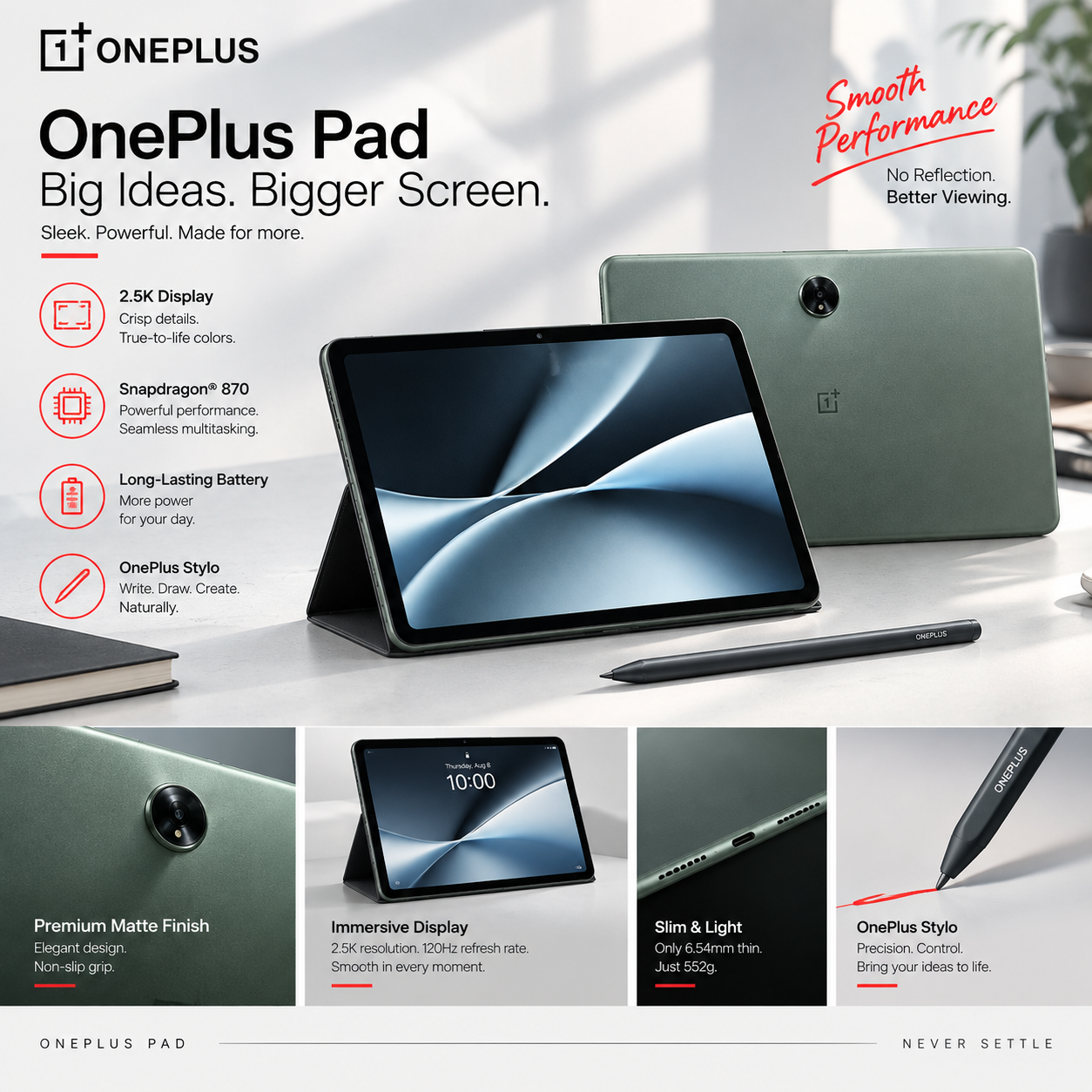 OnePlus Pad Paper-Like Screen Protector (2 PCS) – Matte Anti-Glare