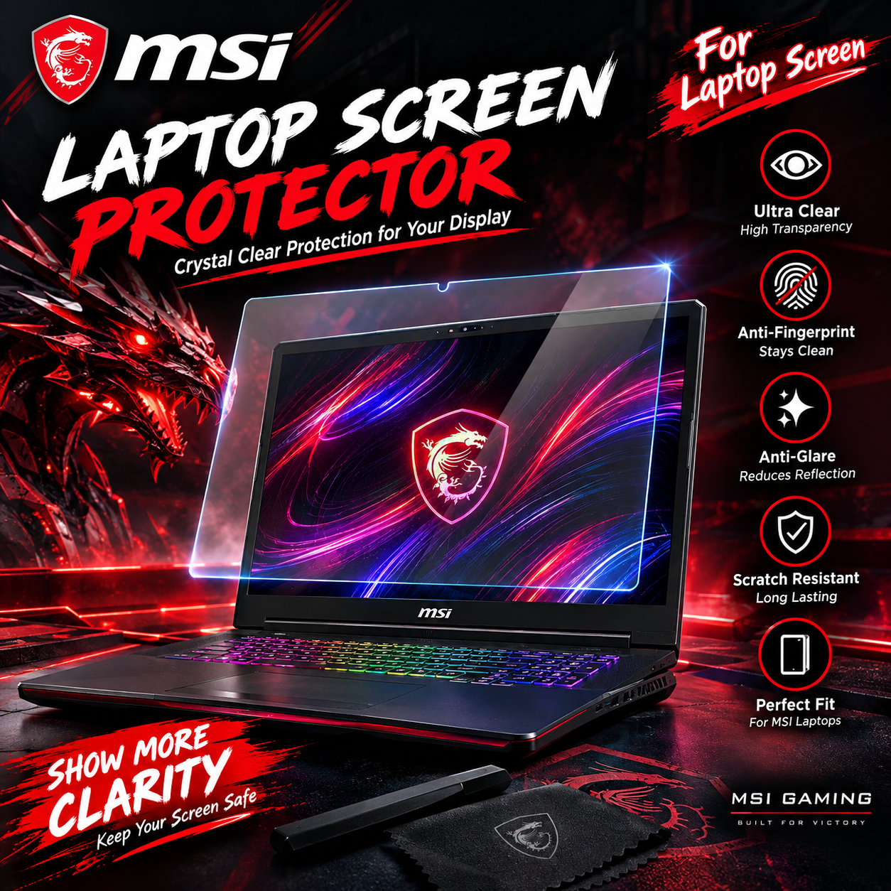 MSI Laptop Screen Protector Film (2 PCS) – Matte / Clear