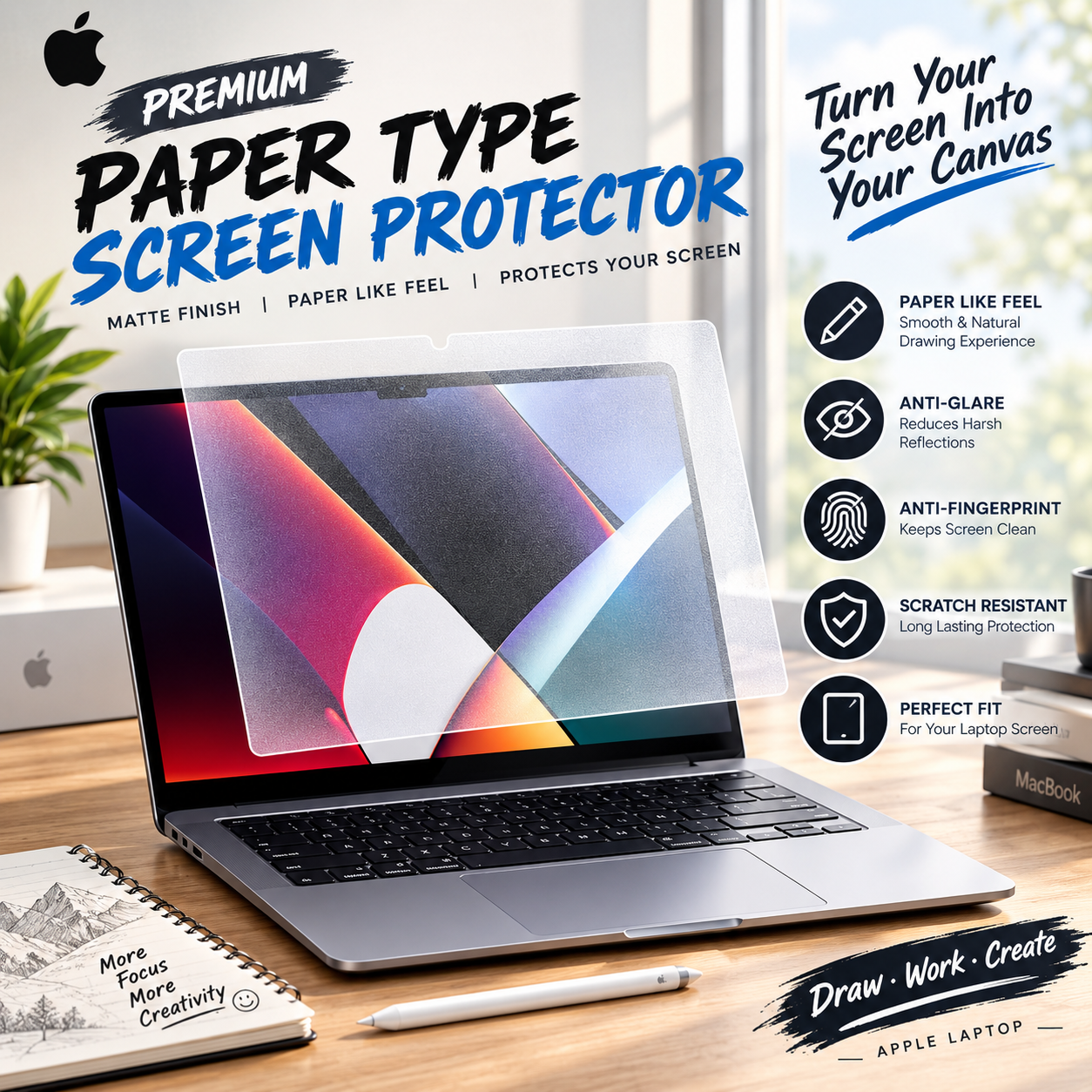 MacBook 12 Inch and Retina Hydrogel Screen Protector (2 PCS) – Matte / Clear