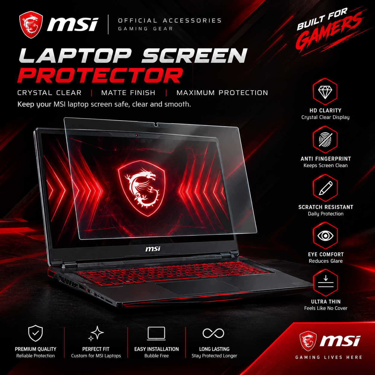 MSI Laptop Screen Protector Film (2 PCS) – Matte / Clear