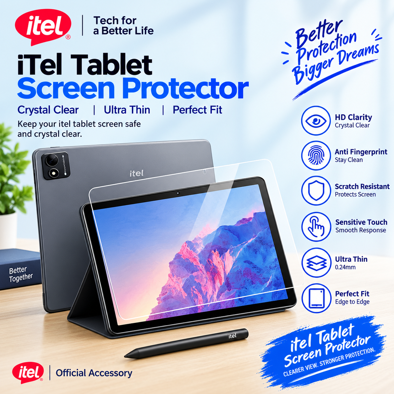 itel VistaTab and Pad Paper-Like Screen Protector (2 PCS) – Matte Anti-Glare