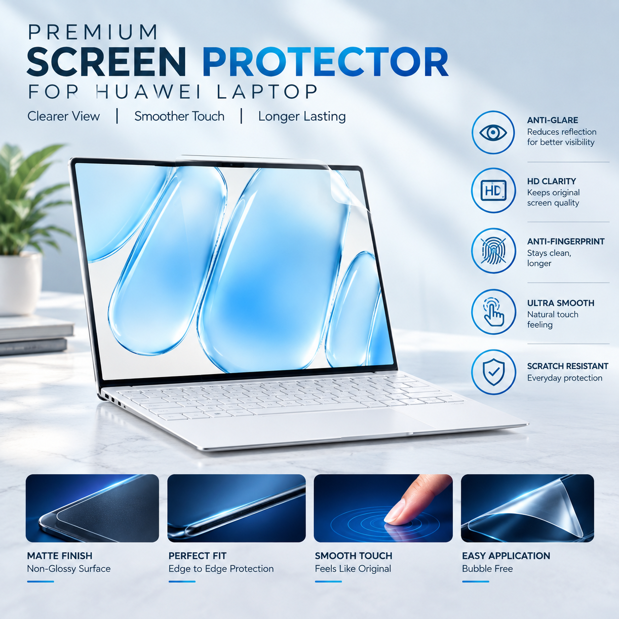 Huawei MateBook X Pro, X, 13, 14 and E Screen Protector Film (2 PCS) – Matte / Clear