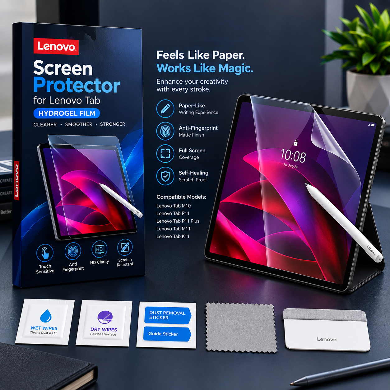Lenovo Tab K, E, 2, 3, 4 and Older Tablets Paper-Like Screen Protector (2 PCS) – Matte Anti-Glare