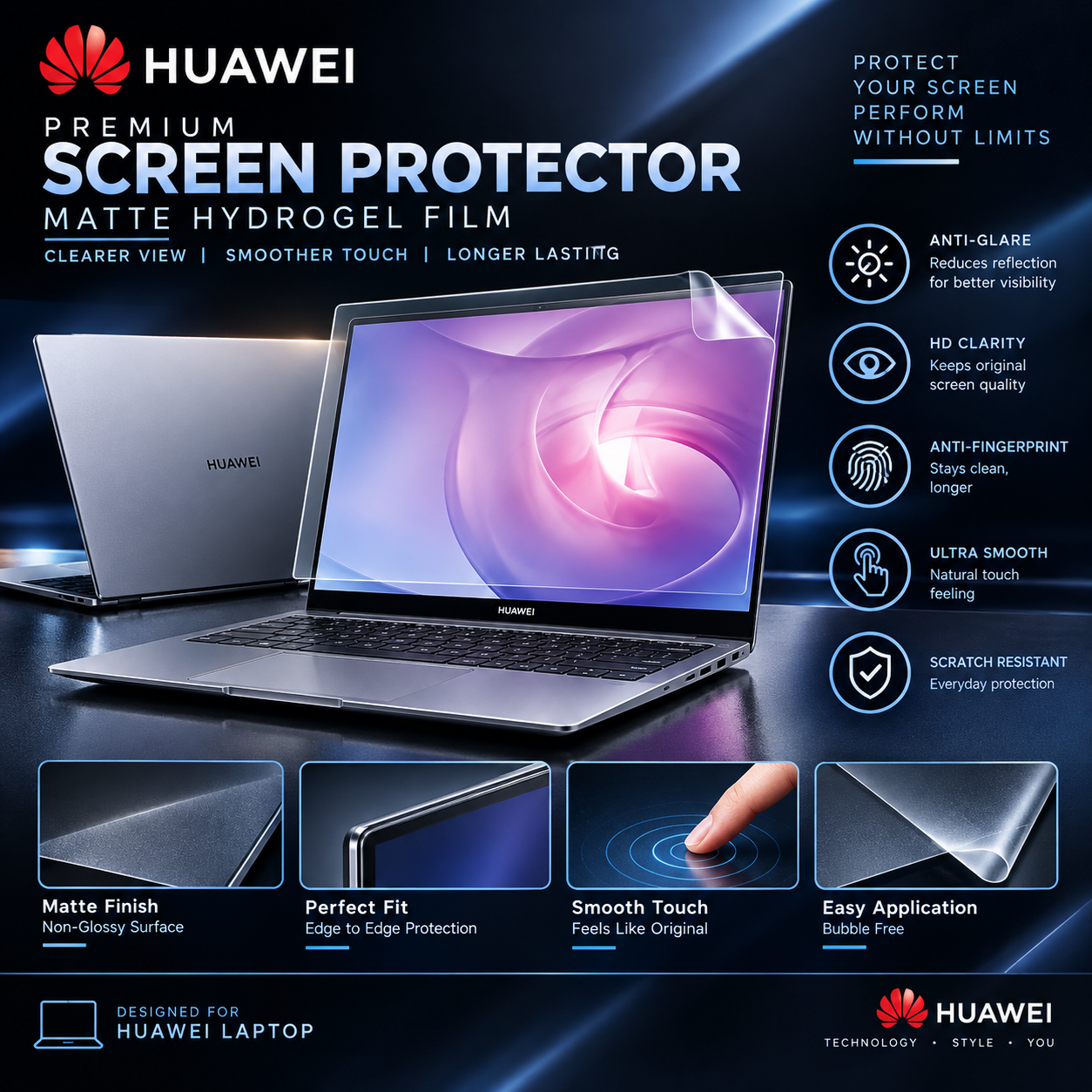 Huawei MateBook X Pro, X, 13, 14 and E Screen Protector Film (2 PCS) – Matte / Clear