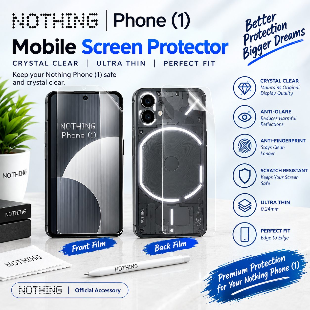 Nothing Phone 1 Hydrogel Screen Protector + Back Film (Matte / Clear)