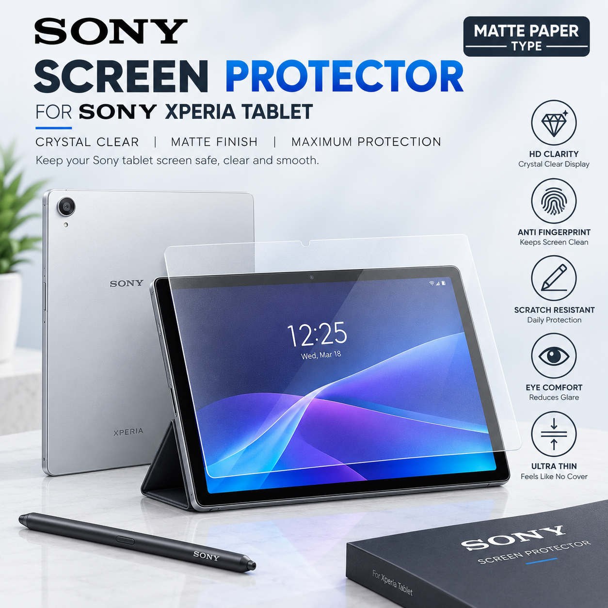 Sony Xperia Tablet Paper-Like Screen Protector (2 PCS) – Matte Anti-Glare