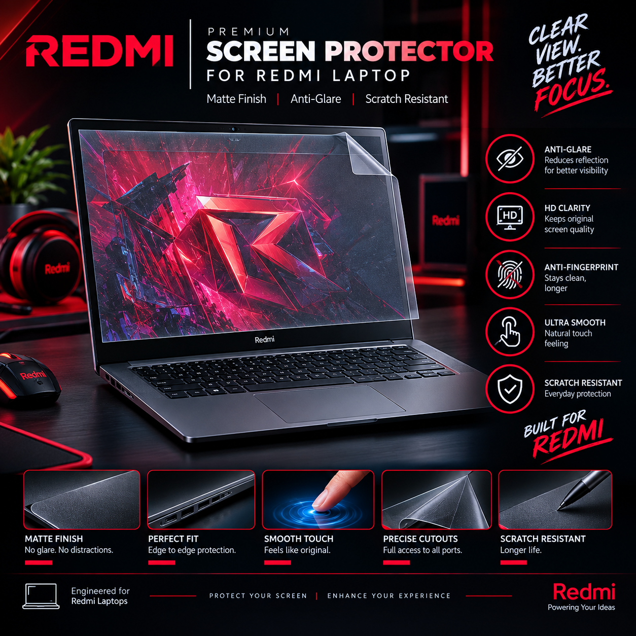Xiaomi RedmiBook Screen Protector Film (2 PCS) – Matte / Clear