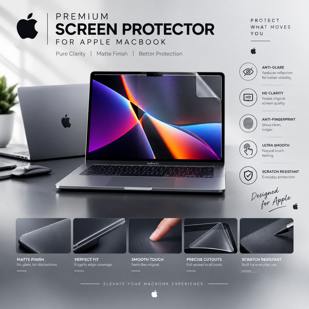 MacBook 12 Inch and Retina Hydrogel Screen Protector (2 PCS) – Matte / Clear