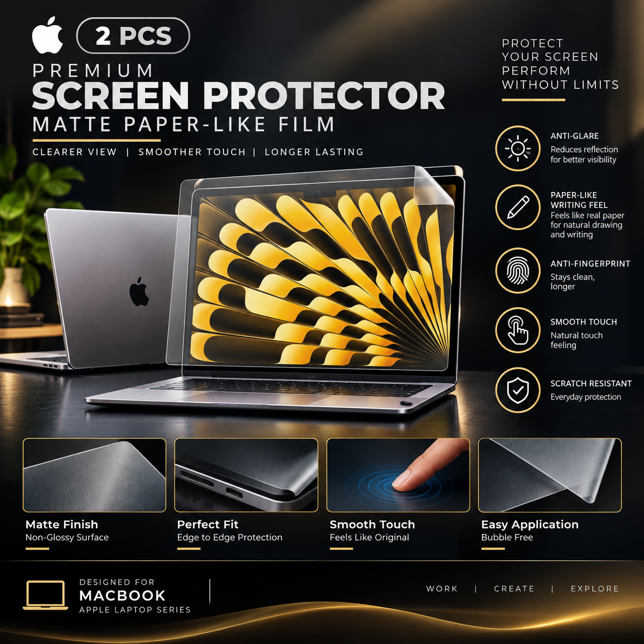 MacBook 12 Inch and Retina Hydrogel Screen Protector (2 PCS) – Matte / Clear