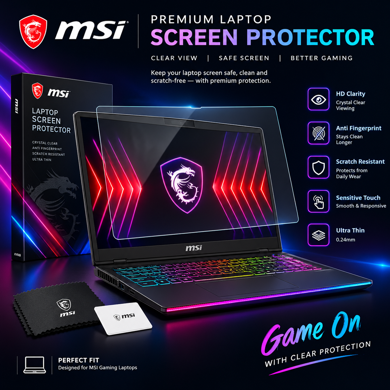 MSI Laptop Screen Protector Film (2 PCS) – Matte / Clear