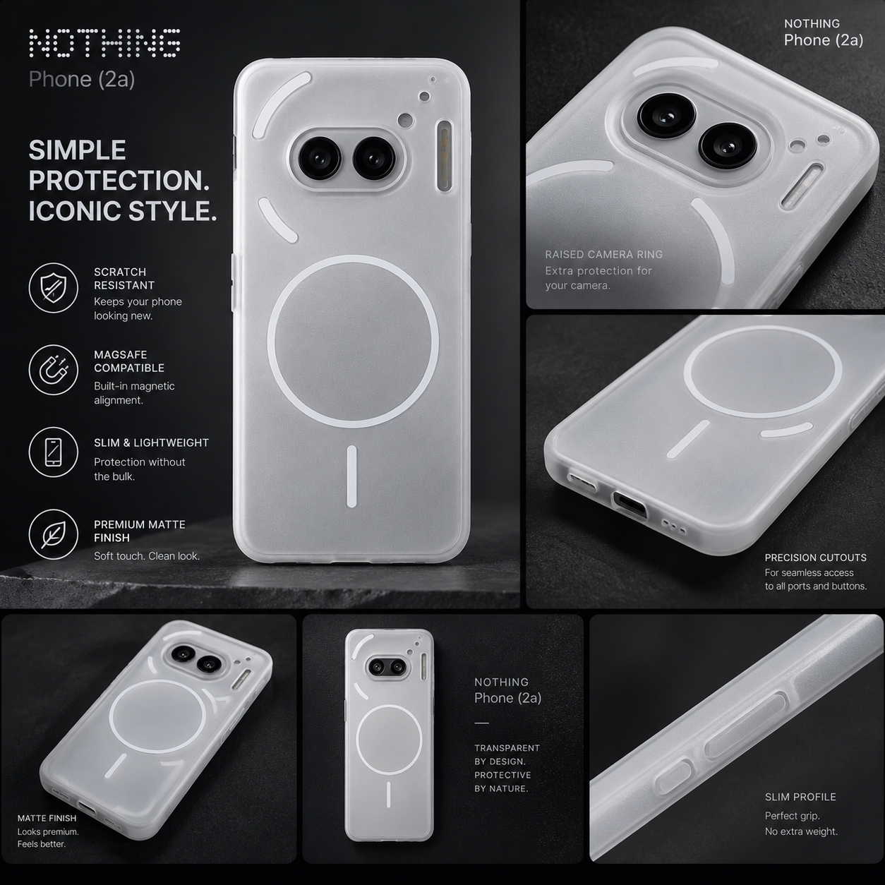 Nothing Phone 2a Clear Case + Hydrogel Screen Protector Combo