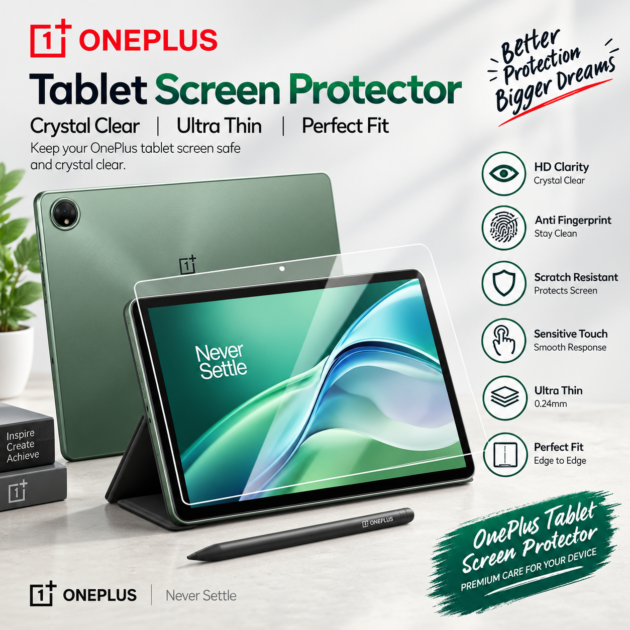 OnePlus Pad Paper-Like Screen Protector (2 PCS) – Matte Anti-Glare