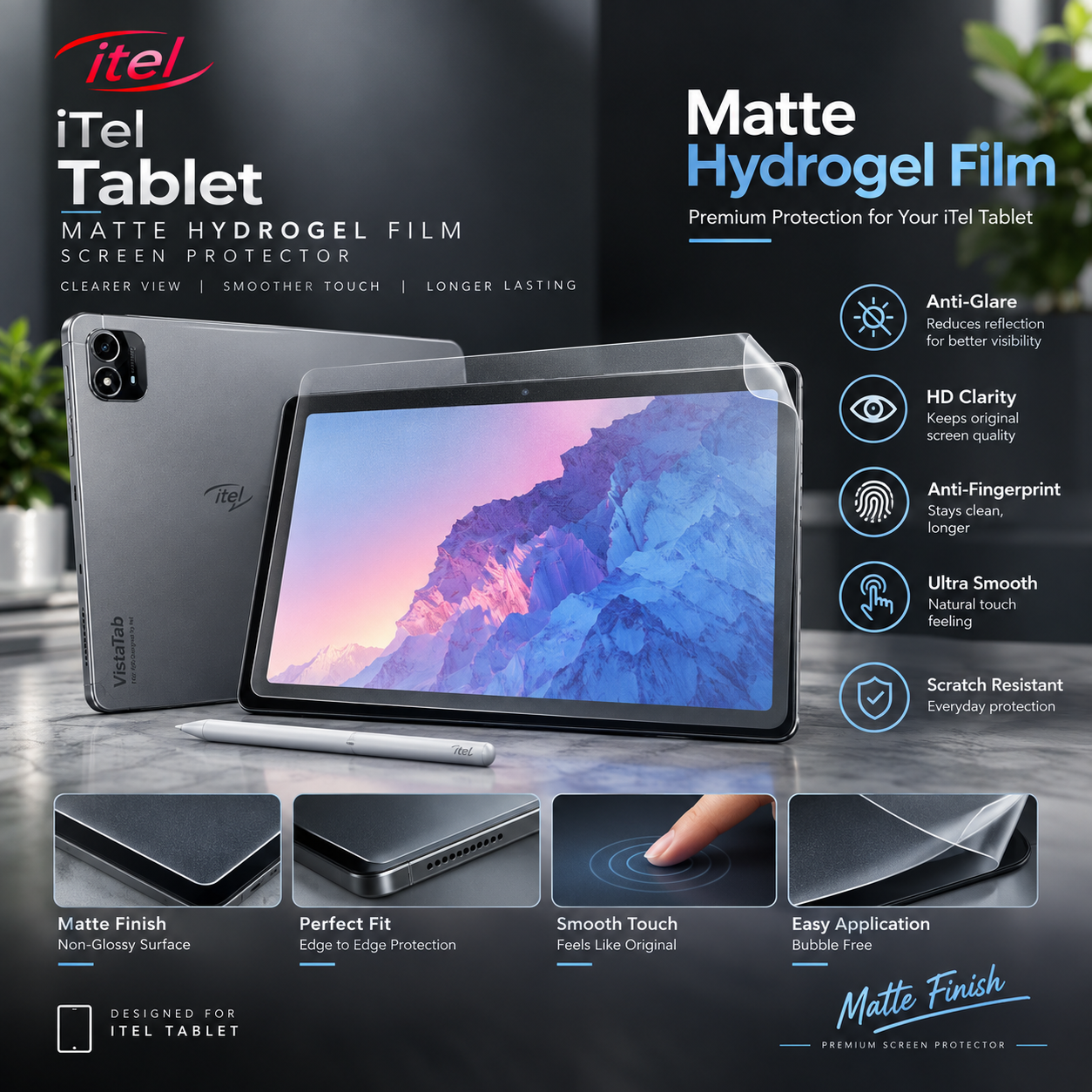 itel VistaTab and Pad Paper-Like Screen Protector (2 PCS) – Matte Anti-Glare