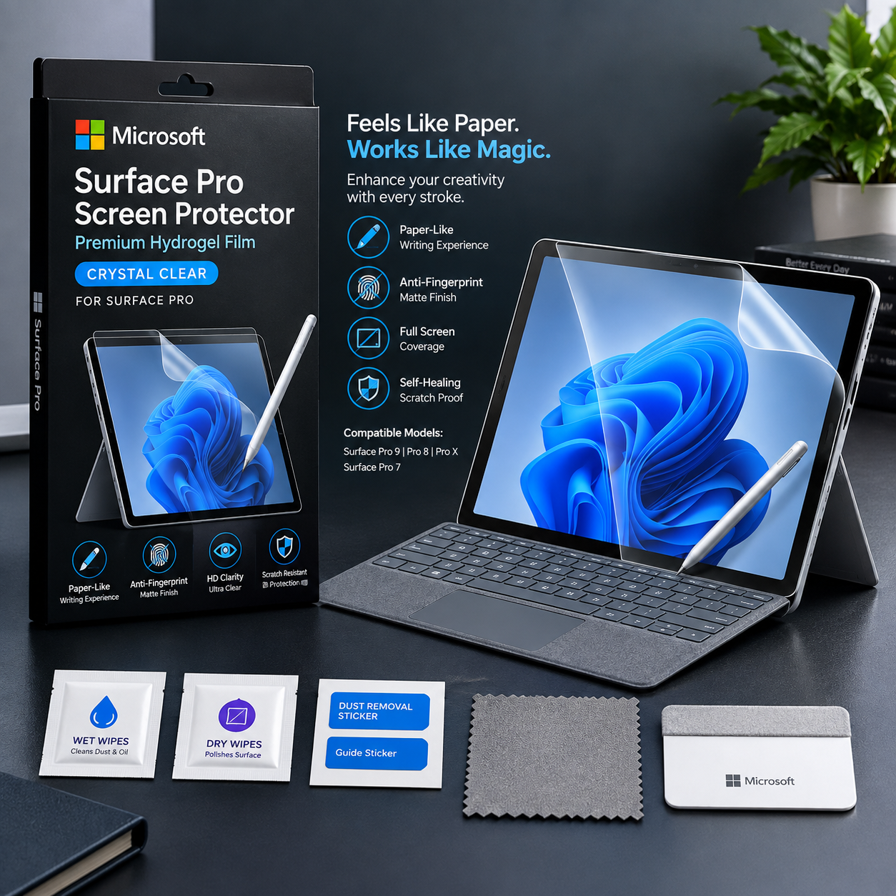 Microsoft Surface Laptop and Surface Book Paper-Like Screen Protector (2 PCS) – Matte Anti-Glare