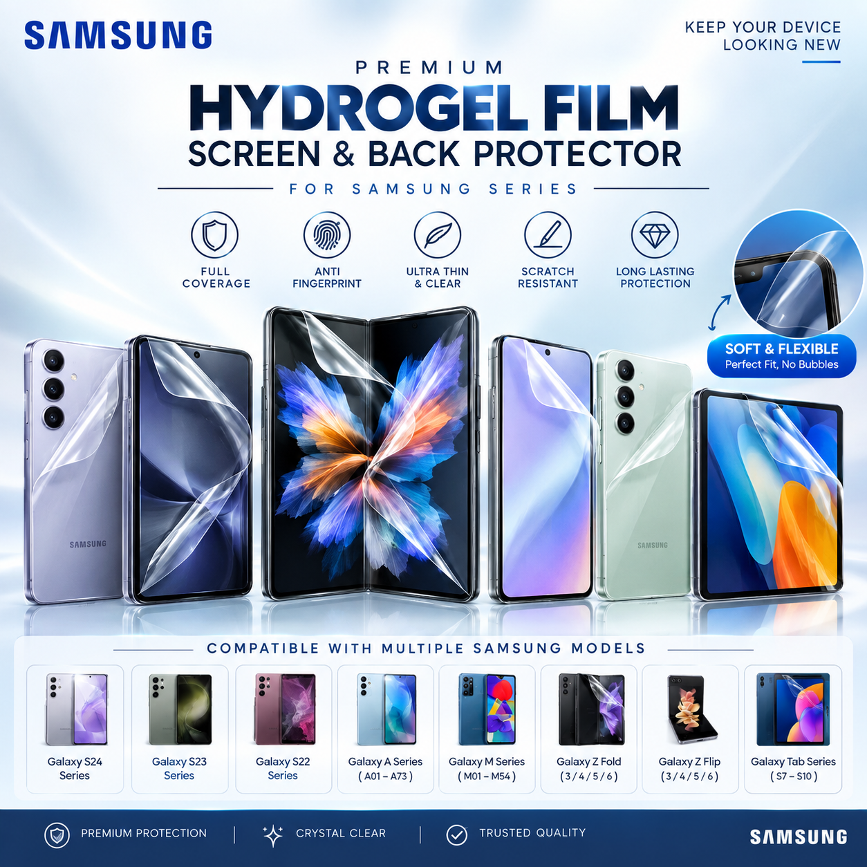 Samsung Galaxy J4 Hydrogel Screen Protector Front + Back (2 PCS) – Matte / Clear