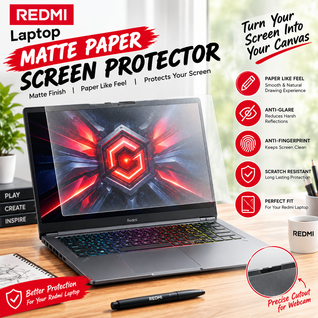 Xiaomi RedmiBook Screen Protector Film (2 PCS) – Matte / Clear