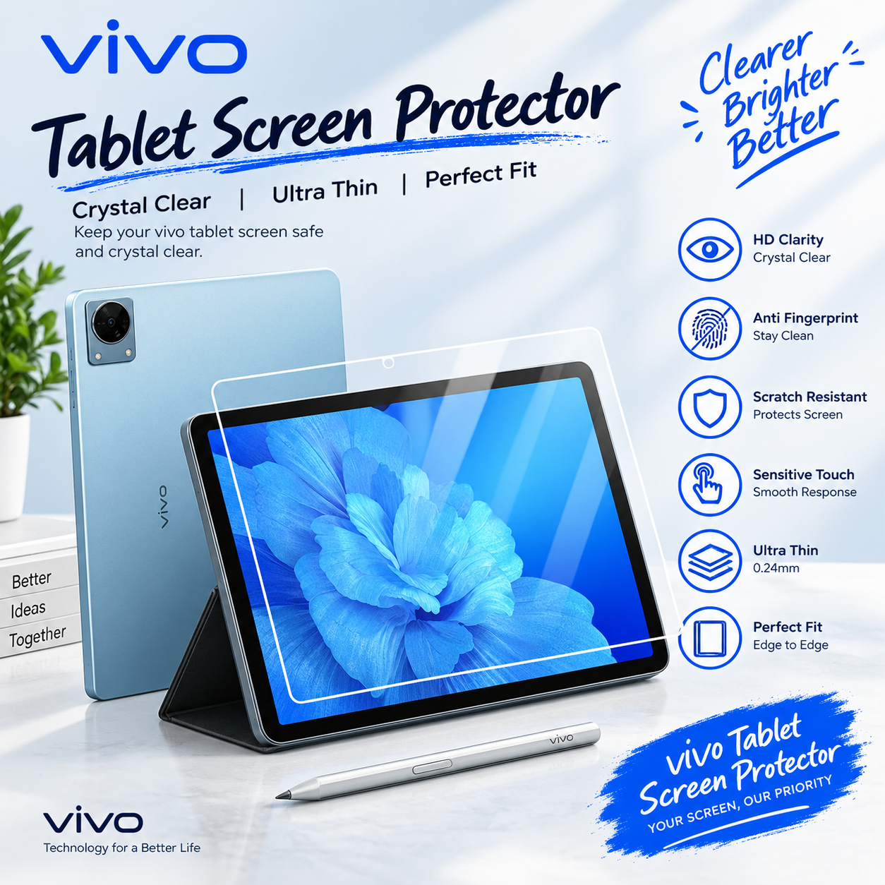 Vivo Pad and iQOO Pad Paper-Like Screen Protector (2 PCS) – Matte Anti-Glare