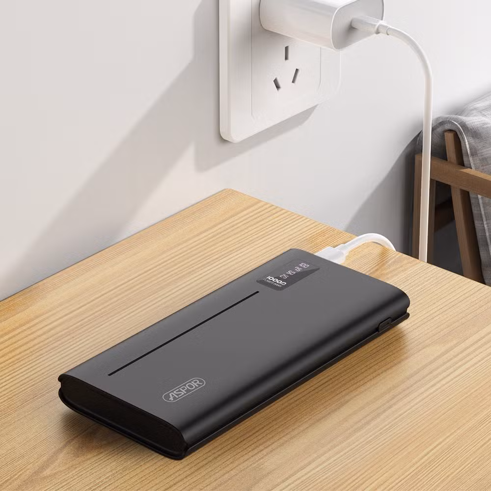 Aspor A330 10000mAh 2.4A Power Bank with LED Digital Display Original 10000mAh Capacity USB Type C