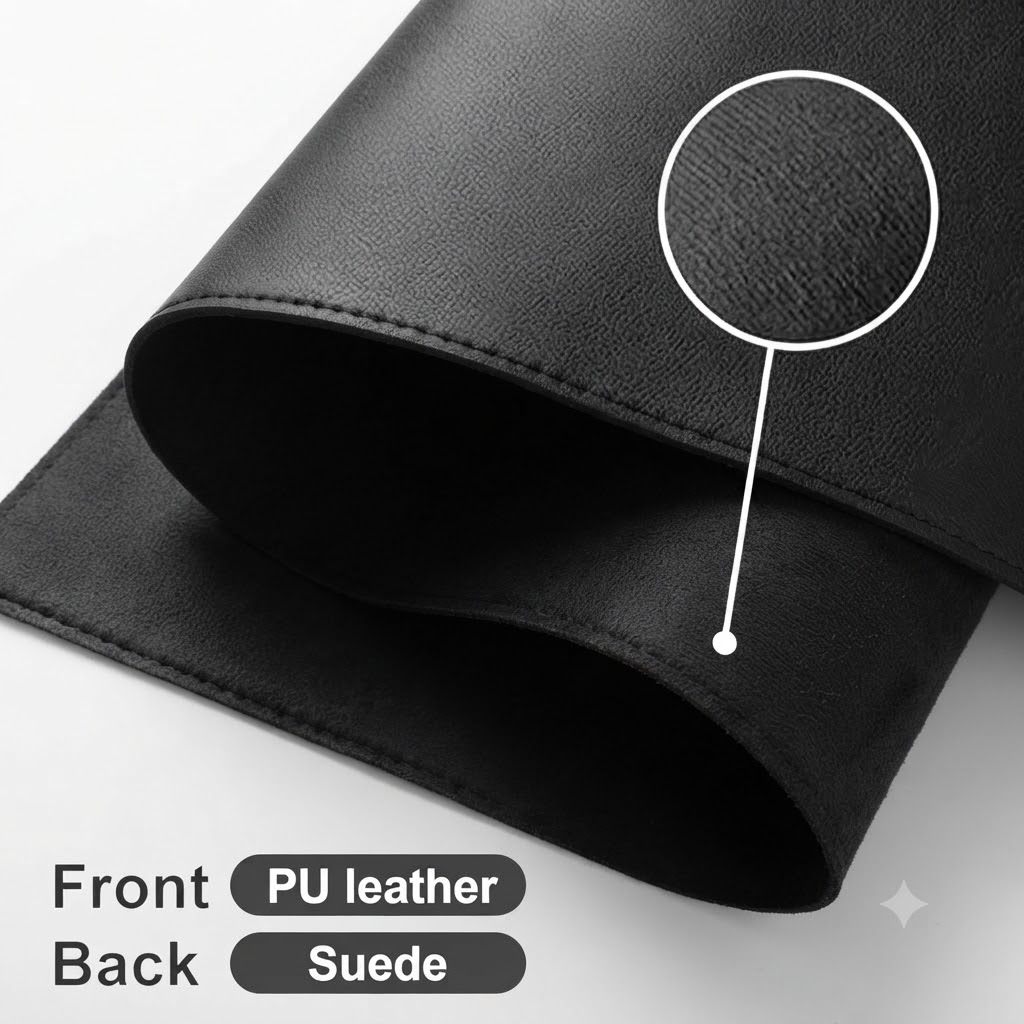 Dual Sided Desk Pad, New Upgrade Sewing PU Leather Office Desk Mat, Waterproof Desk Blotter Protector, Desk Writing Mat Mouse Pad (Classical Black, 23.6″ x 13.7″)