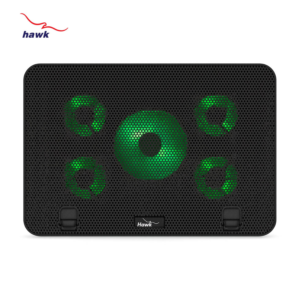 HAWK 069 laptop 5 Fan cooling Pad Ergonomic Cooling Pad with Adjustable Height (Black)