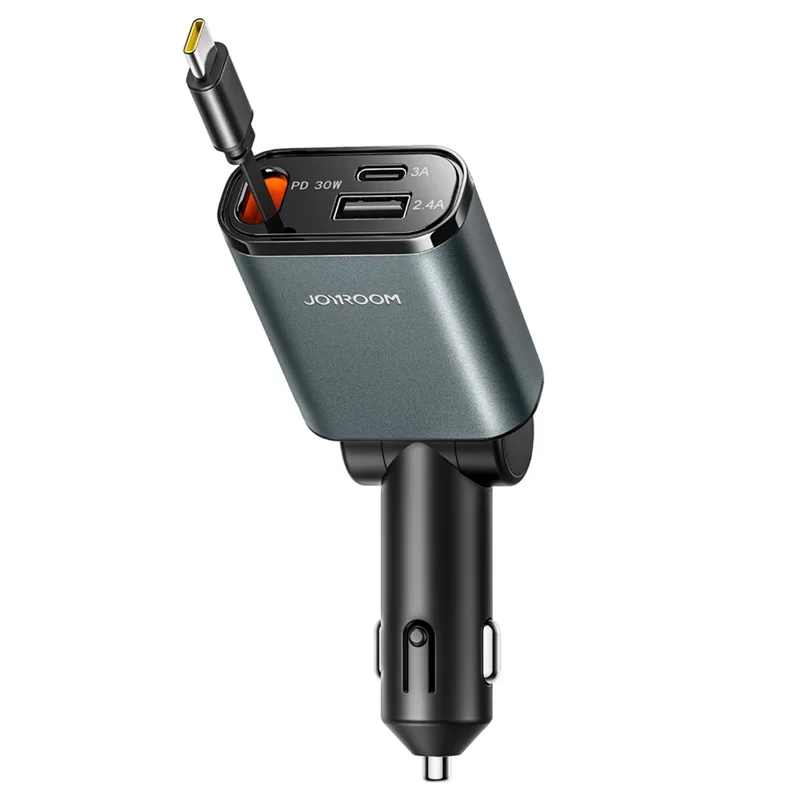 JOYROOM CCL07 60W Car Charger 3 in 1 with Built-In Retractable Type-C Cable Fast Charging for Multiple Devices