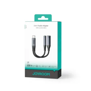 JOYROOM SY-C02 Type-C to 3.5mm + Type-C Audio-Transfer Series 2-in-1 Audio Adapter Black