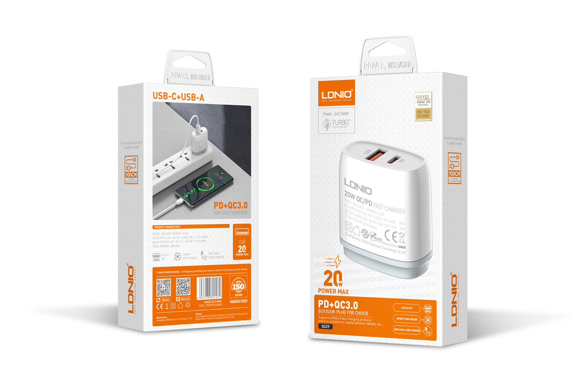 LDNIO Q229 20W PD+QC3.0 Fast Charger