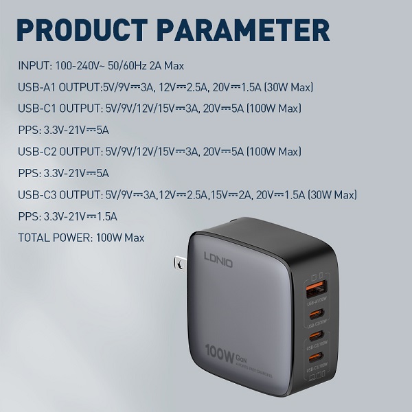 LDNIO Q408 100W GaN Super Fast Charger
