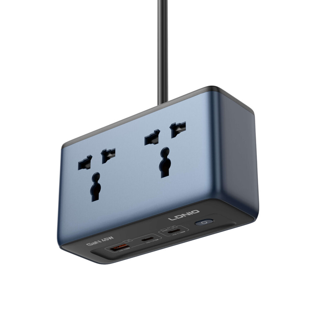 LDNIO SC1 45W 5-In-1 Ports PD Universal Socket Desktop Power Strip – 2500W Power Strip Adapter