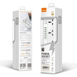 LDNIO SC5614 Fast Charging Power Strip – 5 Universal Outlets, 6 USB Ports, 2M Power Cord Extension Socket