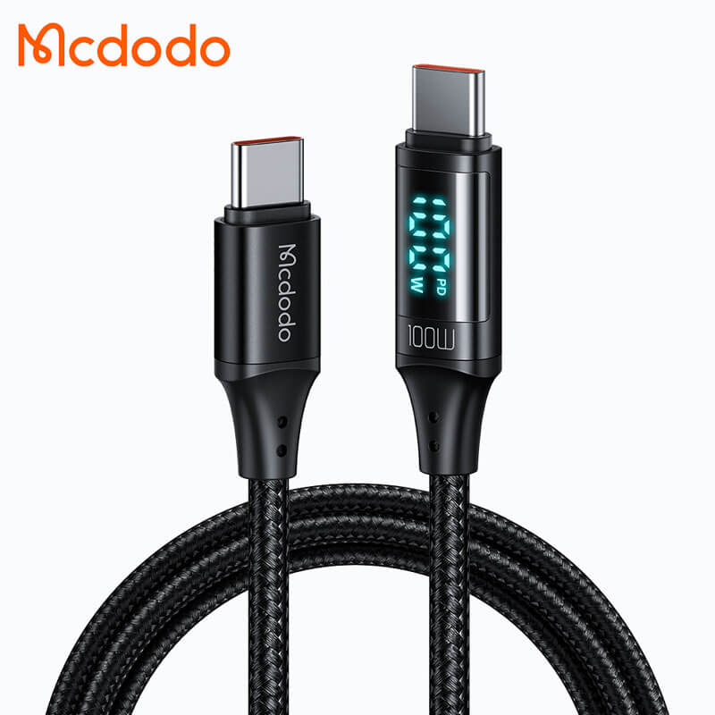 McDodo CA-3610 5A 100W Type-C to Type-C Charging Cable, 1.2m Auto Power Off Transparent Data Cable with Digital Display