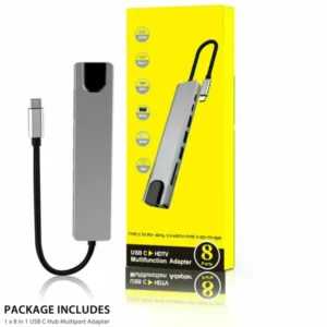 Type C to 8 In 1 HUB Type-c To HDMI, LAN, SD/TF, USB*2, and Type-C PD, USB-C.