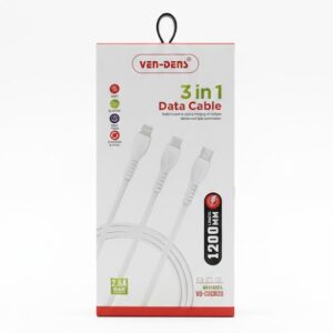 VEN DENS VD-DC0020 3 In 1 USB to Type C Lightning and Micro Charging Cable (1.2 Meter)