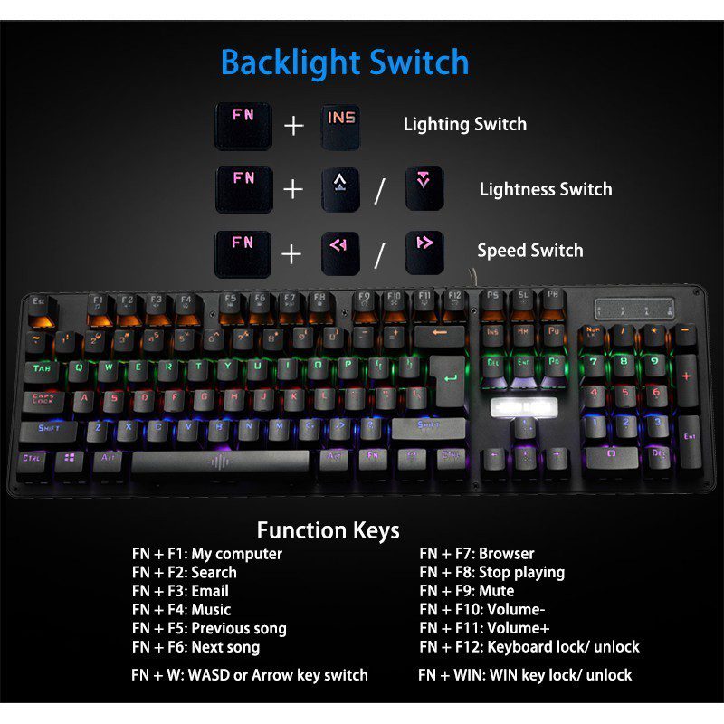 VSP VM01-R Gaming Mechanical 104 Keys Keyboard (FREE 6 RED Switches)
