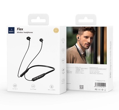 Wiwu Flex GB01 Neckband Wireless Earphones – Black