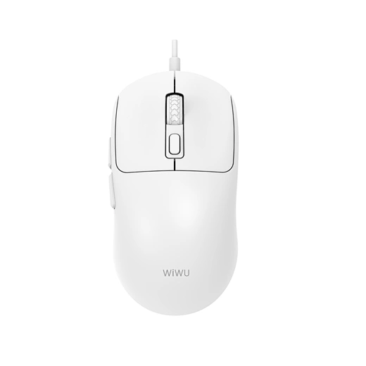 WIWU WM111 White Wired Office Mouse 6-Button Layout for Enhanced Productivity